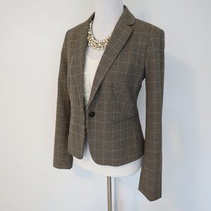 ANN TAYLOR Size 6 Brown Tan Suit Jacket Blazer Houndstooth
